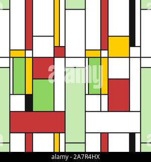 Einfache, moderne Muster - nahtlose Textur in Mondrian Stil. Design für Geschenkpapier oder Bettlaken. Stock Vektor