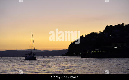 Sonnenuntergang über den Ohrid-See in Mazedonien, Bild Stockfoto