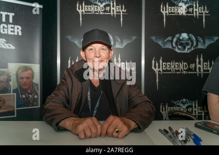 DÜSSELDORF-Neuss, Deutschland - Am 2. November 2019: Scott Reiniger (* 1948, US-amerikanischer Schauspieler - Original Dawn of the Dead (1978)) am Wochenende der Hölle 2019 Stockfoto