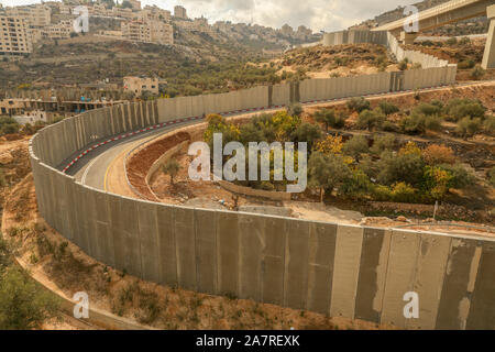 Israelische Sicherheitsmauer, nahe Bethlehem, Westjordanland, Palästina, Israel, Stockfoto