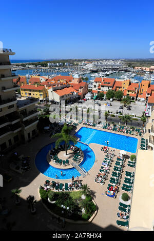 Blick von der Vila Gale Marina Hotel über der Marina von Vilamoura, Algarve, Portugal, Europa Stockfoto