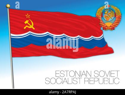 Estnische historische Flagge mit Sowjetunion Wappen, Vector Illustration, Estland Stock Vektor