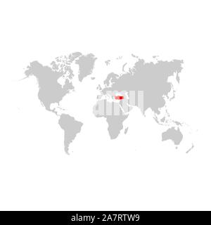 Die Türkei auf der Weltkarte Stock Vektor