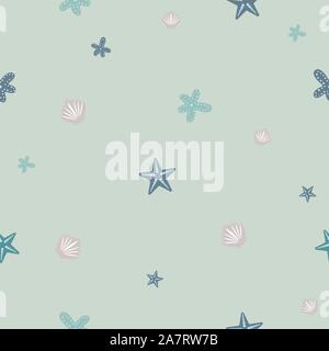Nahtlose Muster mit Muschel. Wiederholen Hintergrund. Vector Illustration Stock Vektor