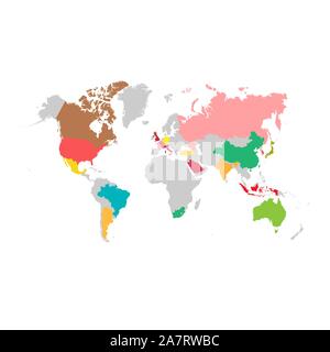 Gruppe von 20 Ländern auf Weltkarte vektor Vorlage. G 20 Infografik design Illustration Stock Vektor