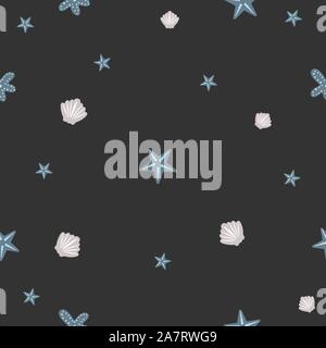 Nahtlose Muster mit Muschel. Wiederholen Hintergrund. Vector Illustration Stock Vektor