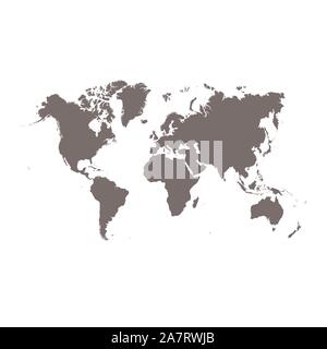Weltkarte Vektor auf weißem Hintergrund. Flache Erde grau ähnliche Vorlage für Website Muster, Abdeckung, Geschäftsbericht, inphographics. Globus worldm Stock Vektor