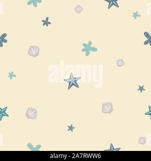 Nahtlose Muster mit Muschel. Wiederholen Hintergrund. Vector Illustration Stock Vektor