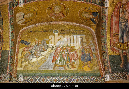 ISTANBUL TÜRKEI KIRCHE DES HEILIGEN ERLÖSERS IN CHORA byzantinischen Griechisch-orthodoxen Mosaiken, die EREIGNISSE IN DER BIBEL HIER DREI WEISEN Stockfoto