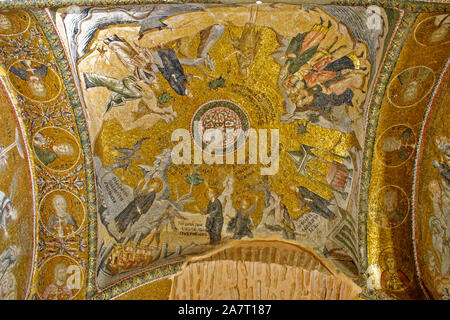 ISTANBUL TÜRKEI KIRCHE DES HEILIGEN ERLÖSERS IN CHORA byzantinischen Griechisch-orthodoxen Mosaiken, die EREIGNISSE IN DER BIBEL AN DER DECKE Stockfoto