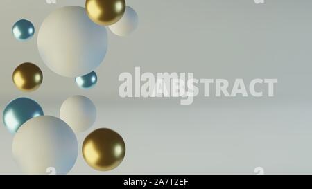Blau und Gold Kugeln Kugeln. Realistische Zusammenfassung Hintergrund mit 3d. Blaue und weiße Blasen. Vector Illustration Stock Vektor