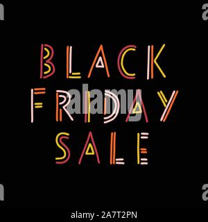 Doodle Schwarzer Freitag Verkauf banner Kinder Vektor. Handschriftliche Typografie für Werbemittel, Flyer, Karten. Süße Kinder Verkauf text Stock Vektor