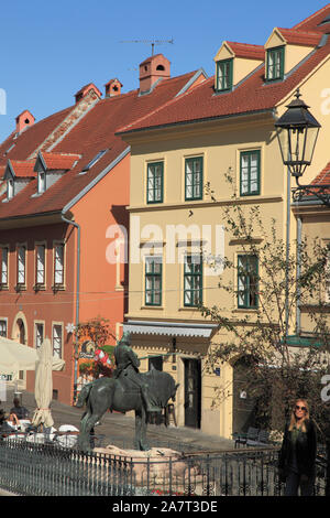 Kroatien, Zagreb, Obere Stadt, St. George und der Drache, Statue, street scene, Stockfoto