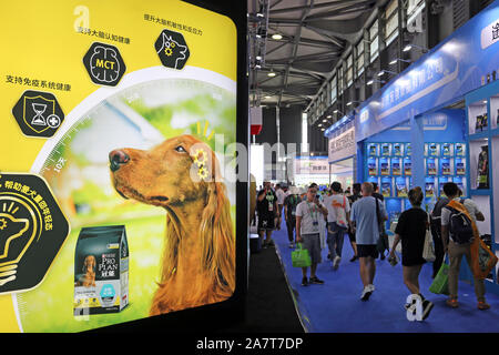 Pet-Liebhaber Herde zu sehen süße Haustiere an der Pet-Messe Asien 2019, das ist der 22. des Fairen, beginnt in Shanghai, China, 21. August 2019. *** Lokale Capti" Stockfoto