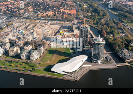 Der aeraial Amesterdam mit Auge en EINE 'Dam Aussichtspunkt Stockfoto