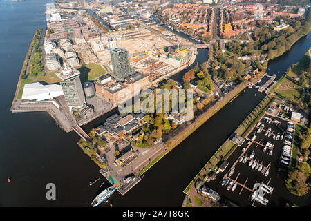 Der aeraial Amesterdam mit Auge en EINE 'Dam Aussichtspunkt Stockfoto