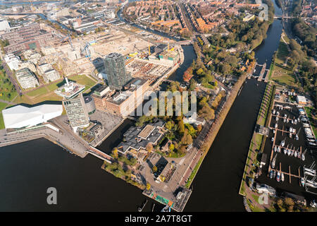 Der aeraial Amesterdam mit Auge en EINE 'Dam Aussichtspunkt Stockfoto