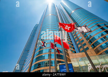 Hong Kong, China - 14. Juni 2019: Zwei Exchange Square in Central District. Hong Kong Stock Exchange (Sehk) wird in der in diesem Gebäude. Es ist Asien" Stockfoto