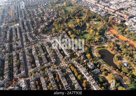 Luftaufnahme von Amsterdam mit der Vondelpark Stockfoto