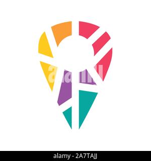 Bunte geometrische Lage pin Symbol-Vector Illustration Stock Vektor