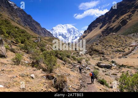 Salkantay trekking, einer der schönsten Wanderwege in Peru, es endet u in Machu Pichcu Stockfoto