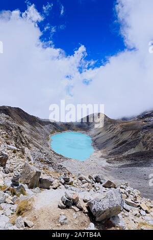 Salkantay trekking, einer der schönsten Wanderwege in Peru, es endet u in Machu Pichcu Stockfoto