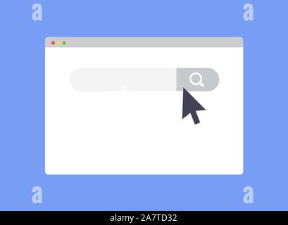 Flaches Design web browser Suche Vorlage mit der Maus. Stock Vektor