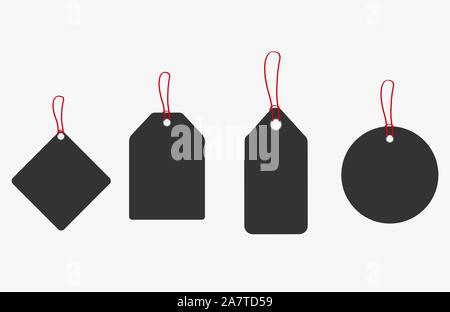 Satz von Leere Geschenkbox tags oder Verkauf shopping Etiketten mit Seil. Stock Vektor