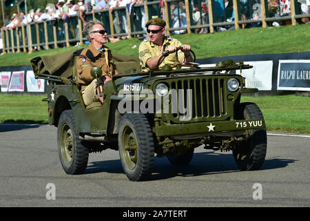 Willys Jeep, D-Day Gedenken, 75. Jahrestag der Landung in der Normandie, Zweiter Weltkrieg, militärische Fahrzeuge, Goodwood Revival 2019, September 201 Stockfoto