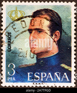 König Juan Carlos auf spanische Briefmarke Stockfoto