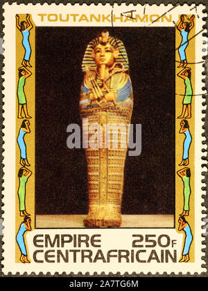Sarkophag von Toutankhamon auf Briefmarke Stockfoto