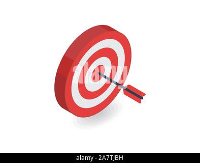 Dartboard Dartscheibe 3d-Symbol, Dartscheibe, dartspiel, Ziel mit Dart, 3d-Symbol, Vector Illustration Stock Vektor