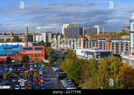 Luftaufnahme von Teil des Westquay Einkaufszentrum mit John Lewis retail Unit, Stadtzentrum von Southampton, Southampton, Hampshire, England, Großbritannien Stockfoto