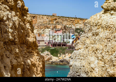Popeye Village in Mellieha auf Malta Island, Europa. Stockfoto