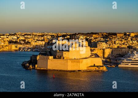 Große Festung Fort St. Angelo in Il-Birgu, Malta Stockfoto