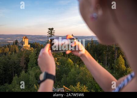 Kasperk ist ein Schloss in den Foothills Sumava in der Nähe der Stadt Kasperske Hory im Bezirk Klatovy. Stockfoto