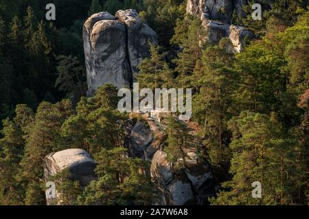 Hruba Skala rock Stadt im Böhmischen Paradies auf Luftaufnahmen Stockfoto