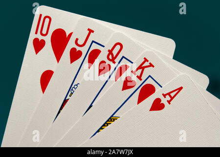 Kombination aus fünf verschiedenen Karten spielen Stockfoto