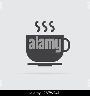 Heißer Kaffee Symbol im flachen Stil auf grauem Hintergrund. Für ihr Design, Logo. Vector Illustration. Stock Vektor