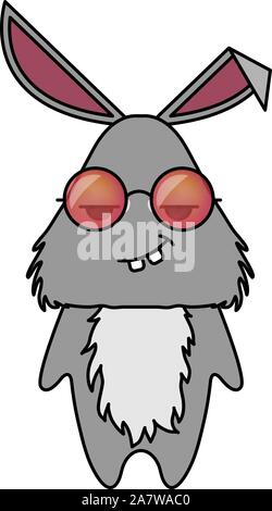 Niedliche Kaninchen in hipster Sonnenbrille. Tier cartoon Vektor illustrtation Stock Vektor