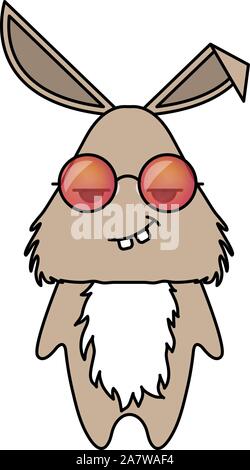 Niedliche Kaninchen in hipster Sonnenbrille. Tier cartoon Vektor illustrtation Stock Vektor