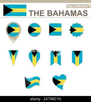 Die Bahamas Flagge Sammlung, 12 Versionen Stock Vektor