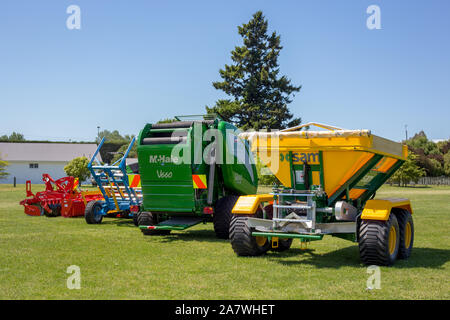 Canterbury, Neuseeland, 2. November 2019: eine Anzeige von neuen landwirtschaftlichen Maschinen zu einem Canterbury A&P zeigen Stockfoto