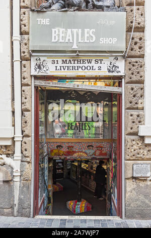 Beatles Shop in Liverpool, Großbritannien Stockfoto