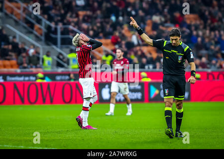 November 3, 2019, Milano, Italien: samu Castillejo (ac mailand) beim AC Mailand vs S.S. Lazio, italienische Fußball Serie A Männer Meisterschaft in Mailand, Italien, 03.November 2019 - LPS/Fabrizio Carabelli (Credit Bild: © fabrizio Carabelli/LPS über ZUMA Draht) Stockfoto