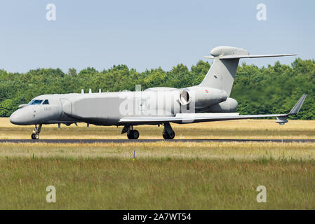 - GILZE Rijen, Niederlande - 30. MAI 2018: eine Gulfstream G550 Luftgestützte Frühwarnung und Kontrolle Flugzeug der italienischen Luftwaffe. Stockfoto