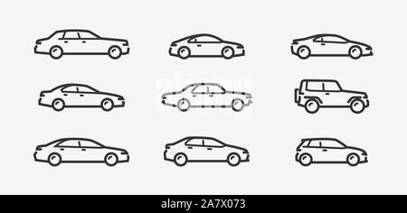 Auto-Symbol gesetzt. Verkehr, Transport Symbol in der linearen Stil. Vector Illustration Stock Vektor