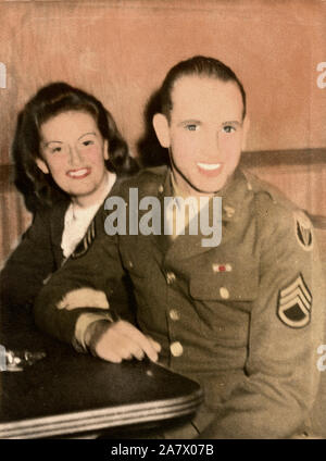 Ein zweiter Weltkrieg amerikanische Sergeant auf Konferenz Verlassen seiner Frau in Kalifornien. Stockfoto