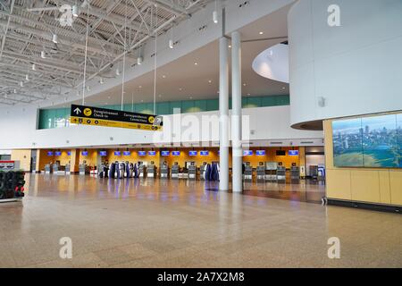 QUEBEC CITY, Kanada - 2 May 2019 - Blick auf den Internationalen Flughafen Jean Lesage (YQB) in Quebec City, Kanada. Stockfoto