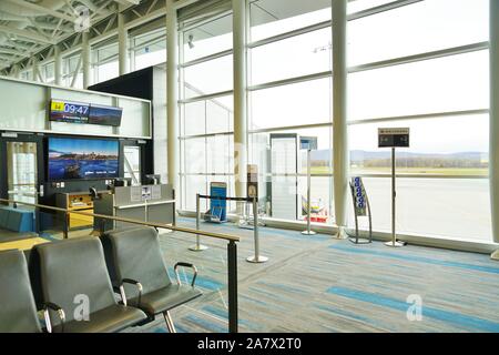 QUEBEC CITY, Kanada - 2 May 2019 - Blick auf den Internationalen Flughafen Jean Lesage (YQB) in Quebec City, Kanada. Stockfoto